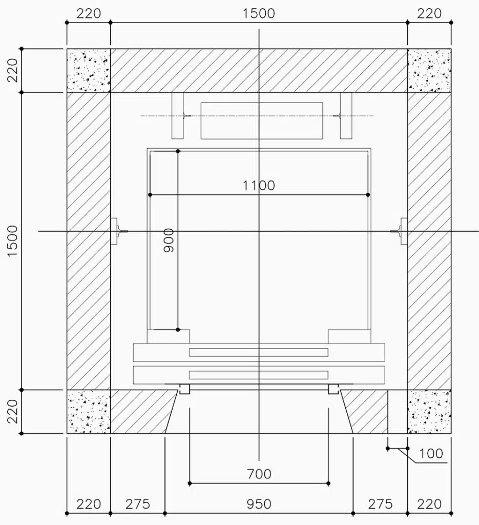 thiết kế thang máy gia đình 5 tầng hố xây