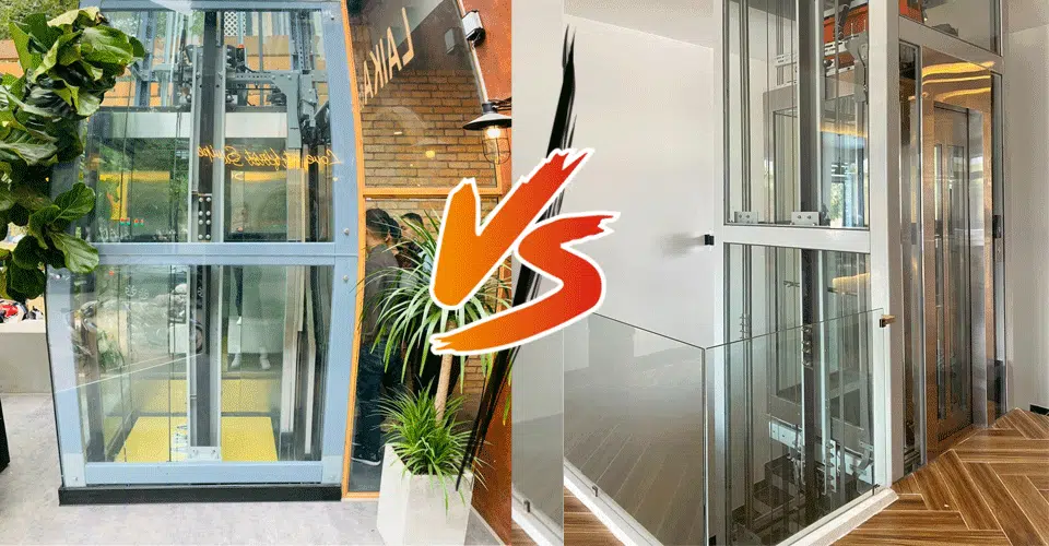 so sánh thang máy kính lắp ngoài trời và lắp trong nhà